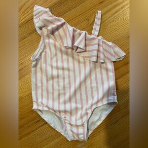 Lila & Jack Toddler Pink and White Striped One Piece bathing suit